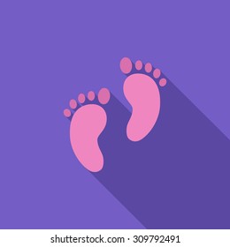 Foot icon. Flat vector related icon with long shadow for web and mobile applications. It can be used as - logo, pictogram, icon, infographic element. Vector Illustration.