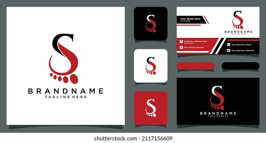 Foot icon logo with initial letter S vector design.