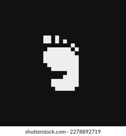 Foot icon. Pixel art icon. 1-bit. Isolated abstract vector illustration.
