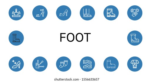foot icon set. Collection of Massage, High heel, High heels, Sneaker, Boots, Fingerprint, Acupuncture, Socks, Shoes, Boot, Dog icons