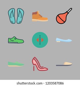 foot icon set. vector set about flip flops, ballet flats, high heels and edema icons set.