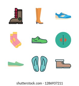 foot icon set. vector set about shoe, socks, boot and boots icons set.