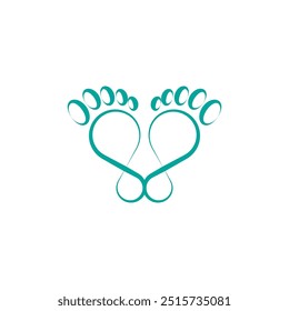 foot icon shape with love shape logo design illustration