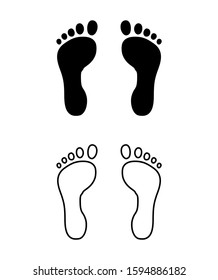Foot Icon Symbol Sign Vector Solid Black Color and Outline Isolated on White