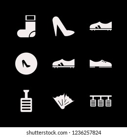 foot icon. foot vector icons set flippers, women shoes, pedal and football shoe