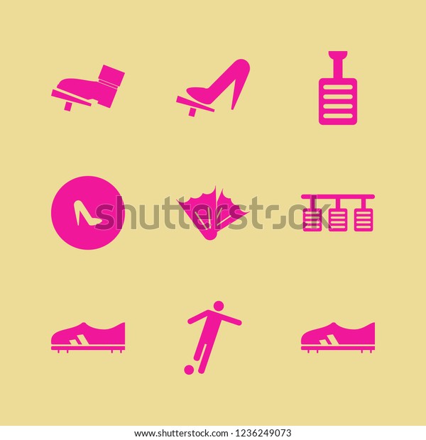 foot icon. foot vector icons set\
football player, football shoe, women shoes and\
flippers