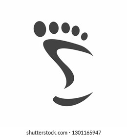 Foot icon vector. Tour agency or Care company logo, Tourism sign