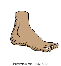 Foot Illustration isolated on white background with hand drawn style. doodles art style. EPS 10