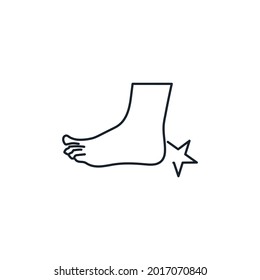 Foot Injury Thin Line Icon Stock Illustration.