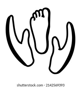 Pie dentro de las manos, icono del cuidado de los pies 

