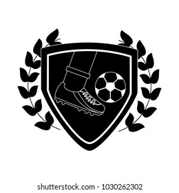 foot kicking ball football soccer emblem image 