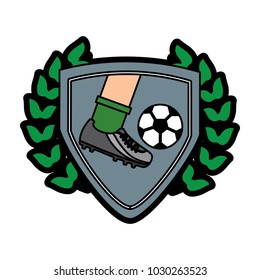 foot kicking ball football soccer emblem image 