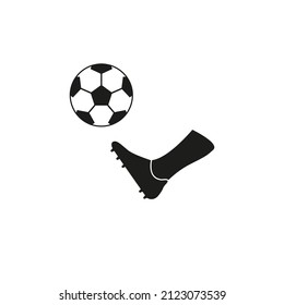 Foot kicking the ball. Simple vector illustration on a white background.