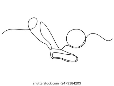foot kicks the ball continuous line drawing. Fitness and sport concept. Vector illustration minimalist design hand drawn.