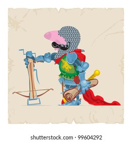 Foot knight with a crossbow, vector
