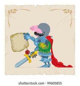 Foot knight with a letter, vector