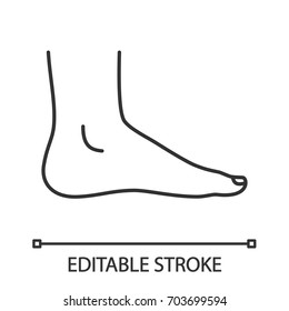 Foot linear icon. Thin line illustration. Feet care. Contour symbol. Vector isolated outline drawing