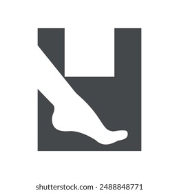 Foot Logo combine with letter H vector template