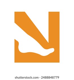 Foot Logo combine with letter N vector template