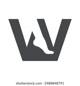 Foot Logo combine with letter W vector template