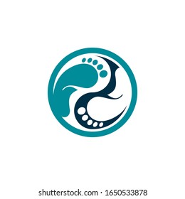 Plantilla de diseño del logotipo de pie. Logo de Ying Yang. Logo del pie circular.