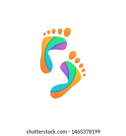 Foot logo design vector abstract colorful sign