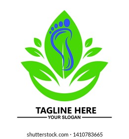 Foot logo with leaf design template. Nature Foot Logo Template Design Vector. Vector illustation. logo design.