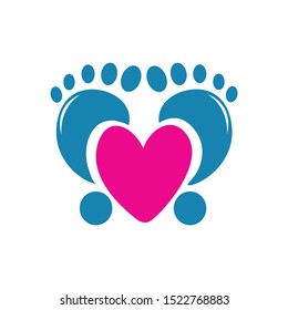 foot and love logo vector design