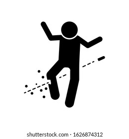 Foot man shoot icon. Simple warning armed man icons for ui and ux website or mobile application