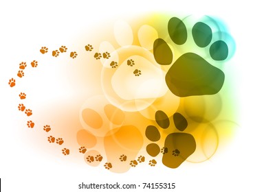 Foot mark on the color background