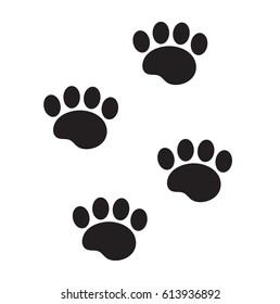Foot marks of an animal icon, flat, cartoon style. Traces of dog paw isolated on white background. Vector illustration, clip-art