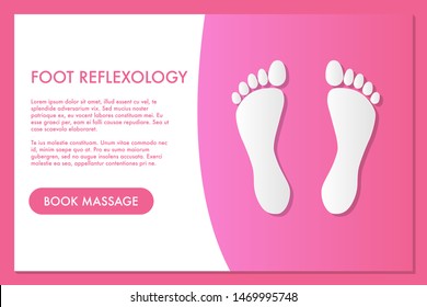 foot massage banner for advertising pink color vector