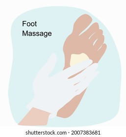 Foot massage with a beauty salon specialist pedicure foot cream. The concept of professional foot care. Close-up