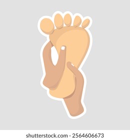 Foot Massage Care Vector Illustration Sticker. Vector sticker of a soothing foot massage. Perfect for spa and therapy designs