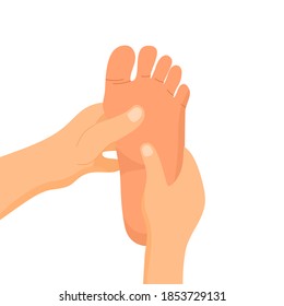 Foot massage concept vector illustration on white background. Foot spa at home or beauty salon for blood circulation. Health care and body relaxation.
