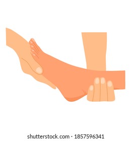 Foot massage concept vector illustration on white background. Foot spa at home or beauty salon for blood circulation. Health care and body relaxation.