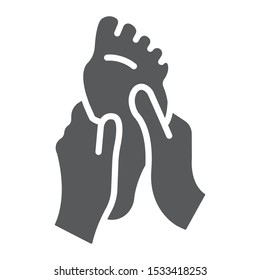 Foot massage glyph icon, medical and healthcare, barefoot care sign, vector graphics, a solid pattern on a white background, eps 10.