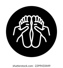 Foot massage line color icon.  Physiotherapy, acupuncture, rehabilitation. Isolated vector element. Outline pictogram for web page, mobile app, promo