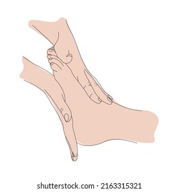 foot massage movements, basic foot massage movements, vector illustration of spa treatments for foot health.