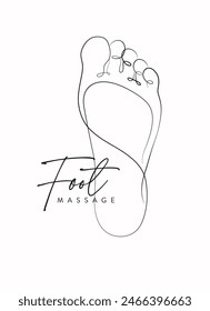 Foot massage silhouette illustration drawing in linear style on white background