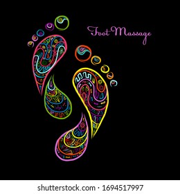 Foot Massage, Sketch of footprint colorful for your design.Vector illustration