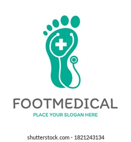 Foot medical vector logo template. This design use stethoscope symbol. Suitable for health.