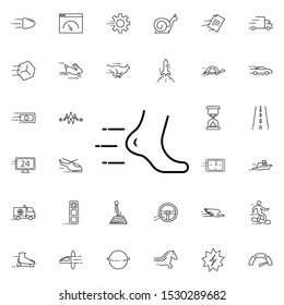 Foot in motion icon. Universal set of speed for website design and development, app development