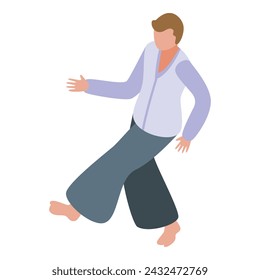 Foot move aikido icon isometric vector. Sport character. Kimono belt