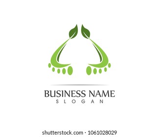 Foot nature leaf logo design illustration