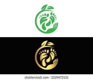 Foot Nature Logo Design Vector Emblem Concept Creative Symbol Vector Icon Template.