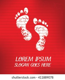 Foot on red background,poster grunge design