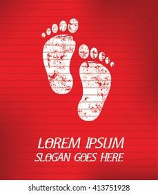 Foot on red background,poster grunge design