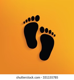 Foot on yellow background,clean vector