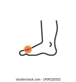 Foot pain and problems line icon. Big toe painful linear style sign for mobile concept and web design. Foot ache outline vector icon. Symbol, logo illustration. Vector graphics
